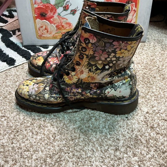 Dr. Martens Shoes - Dr. Martens Floral Patterned Combat Boots